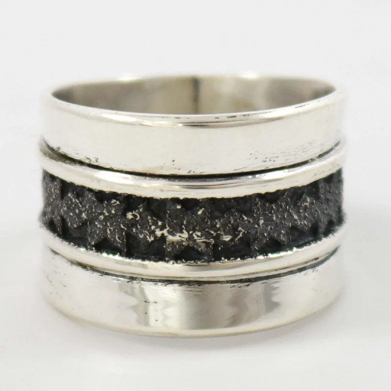 Rings with hematite for sleek metallic sheen -Silver Overlay Ring