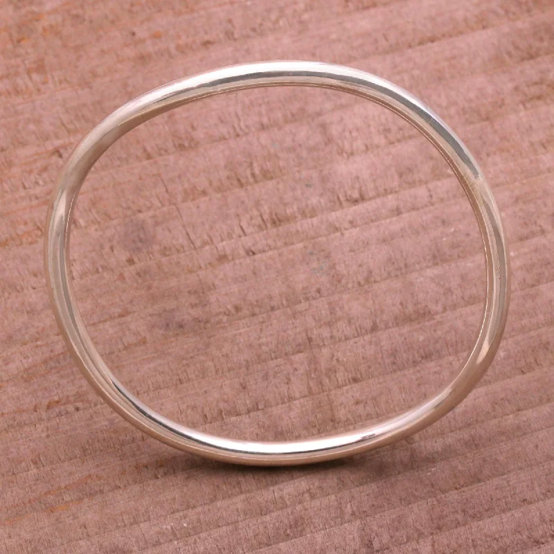 Bangles with rough opal for organic shine -Sleek & Chic Sterling Silver Bangle Bracelet