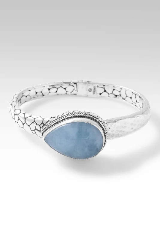 Bracelets with lotus motifs for spiritual vibe -Patient in Trials Bangle™ in Aquamarine