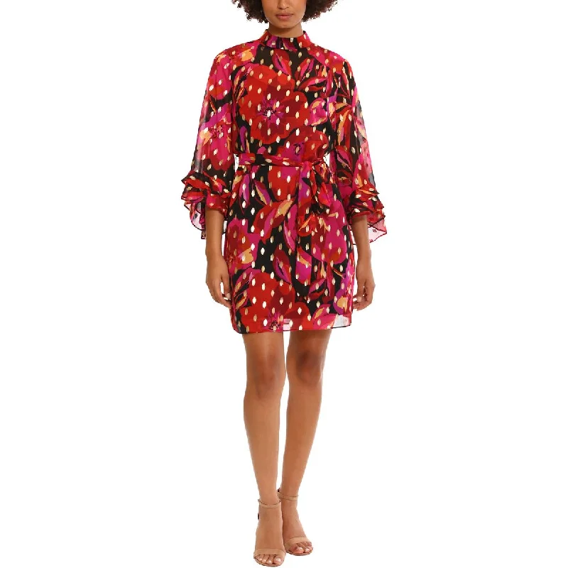 Wrap Dresses for Adjustable -Donna Morgan Womens Floral Print Belted Mini Dress