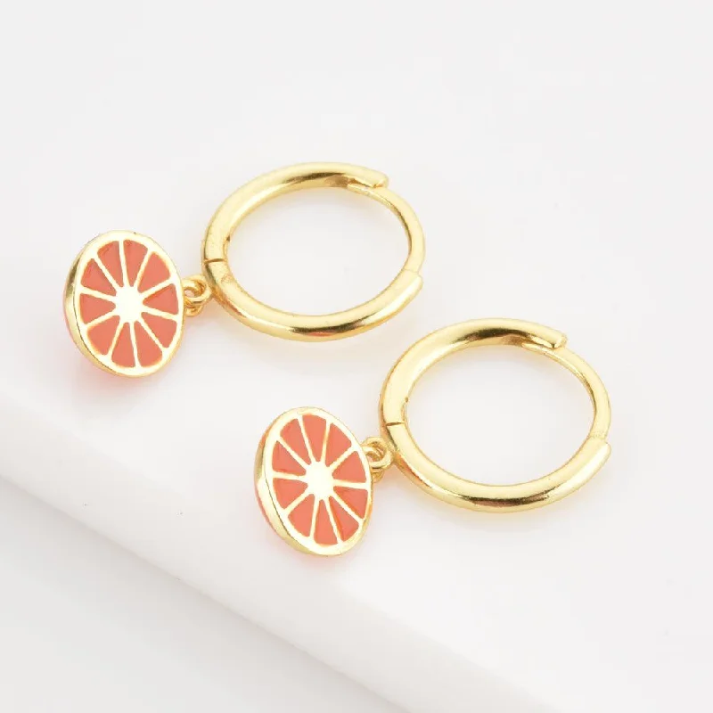 Rings with rough opal for organic shine -925 Sterling Silver Gold Orange Fruit Drop Earring