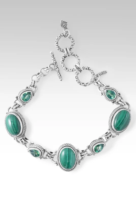 Bangles with floral peridot for green elegance -Fullness of Joy Bracelet™ in Malachite