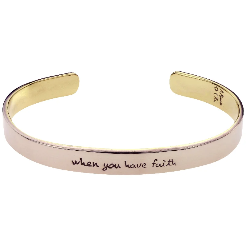 Stackable bangles with colorful enamel finishes -When You Have Faith Cuff Bracelet