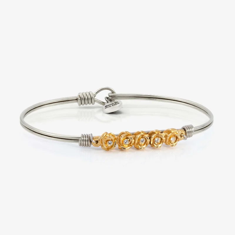 Bangles with interlocking links for uniqueness -Forever Rose Medley Bangle Bracelet