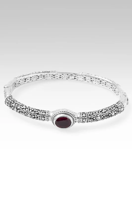 Bangles with gothic-inspired engravings for drama -Harmony Bangle™ in Red Ruby