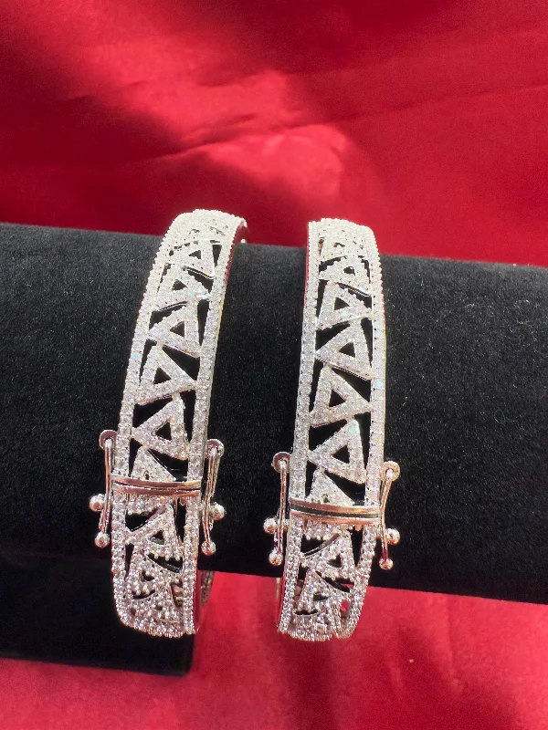 Bracelets with sunstone gems for fiery shine -Fascinating Fascinating White Color Design American Diamond Bangle Set