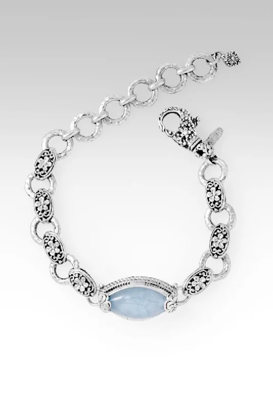 Bracelets with etched floral bands for detail -Flowering Resilience Bracelet™ in Aquamarine