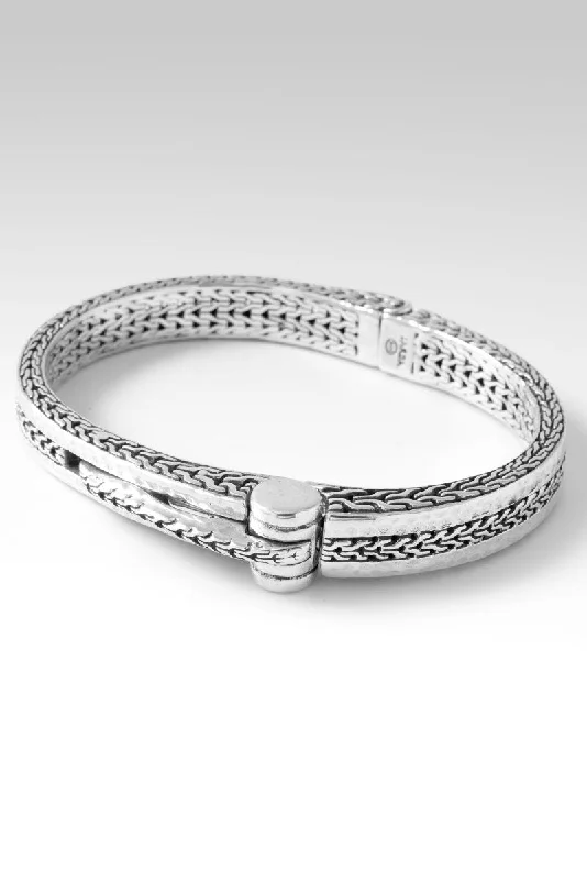 Bracelets with hematite for sleek metallic sheen -Iron Sharpens Iron Bangle™ in Chainlink