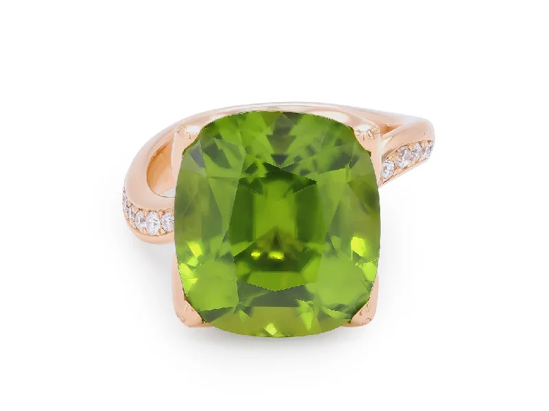 Rings with channel-set turquoise for color -Tamara Comolli 'Tulip' Peridot and Diamond Ring in 18K Rose Gold