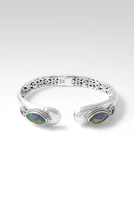 Bracelets with etched floral bands for detail -Virtuous Tip-to-Tip Bracelet™ In Ammolite Triplet