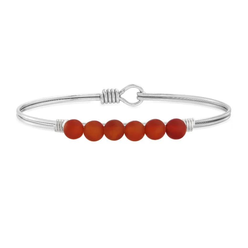 Bangles with engraved floral patterns for elegance -Carnelian Energy Stone Bangle Bracelet for Courage