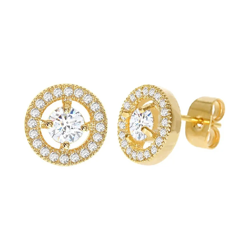 Rings with vintage-inspired rose-cut diamonds -Diamond Look Cubic Zirconia Circle Earring Gold