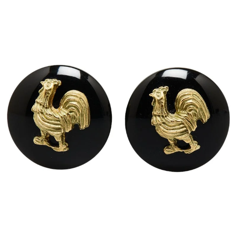 Rings with birthstone clusters for personalization -Chanel Vintage Chicken Bird Earring G Black   Chanel