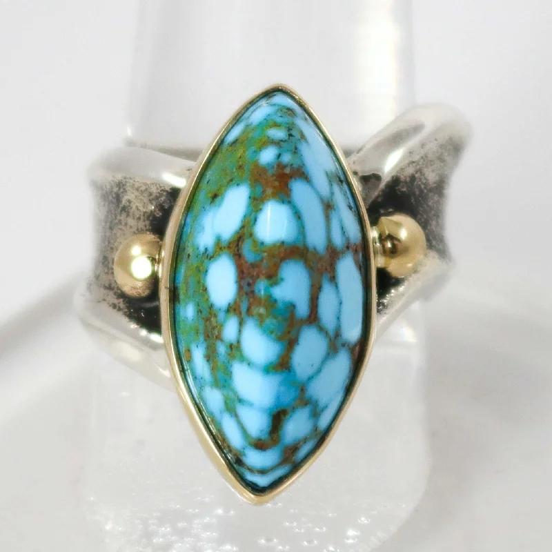 Handcrafted rings with raw emerald rough stones -Ithaca Peak Turquoise Ring