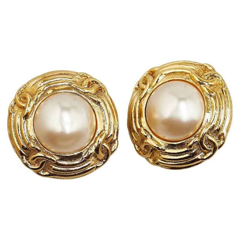 Rings with pave-set gemstones for brilliance -Chanel Vintage Coco Earring G Plated Pearl  Chanel