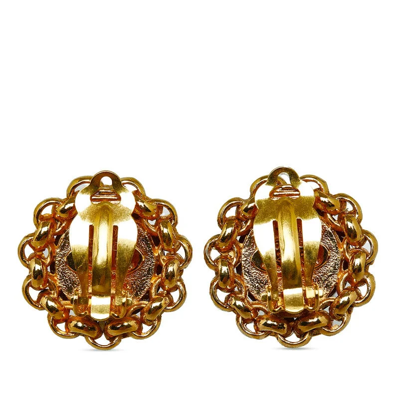 Rings with vintage-inspired emerald for luxury -Chanel Rhinestone Cocomark Earring Gold Red Gold  Chanel