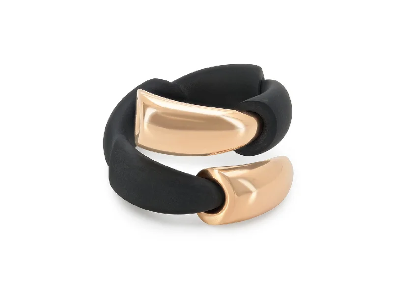 Rings with polished jade for smooth calm -Vhernier 'Calla' Black Titanium Ring in 18K Rose Gold