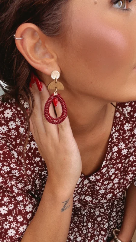 Rings with twisted rose gold band designs -The Main Event Dangle Earring, Burgundy