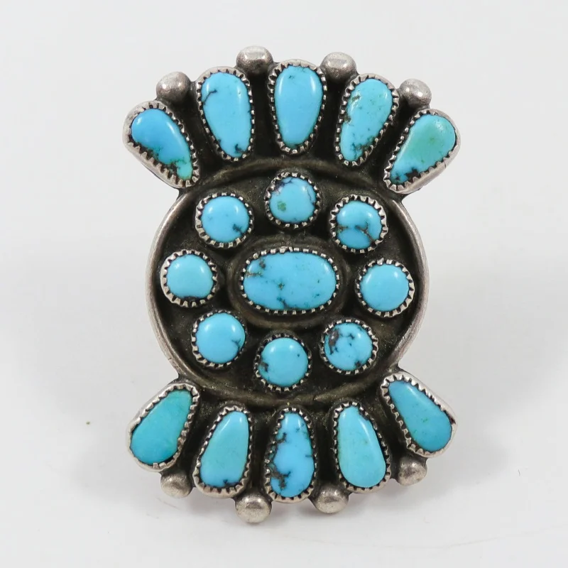 Rings with matte gold for subtle luxury -1940s Turquoise Cluster Ring