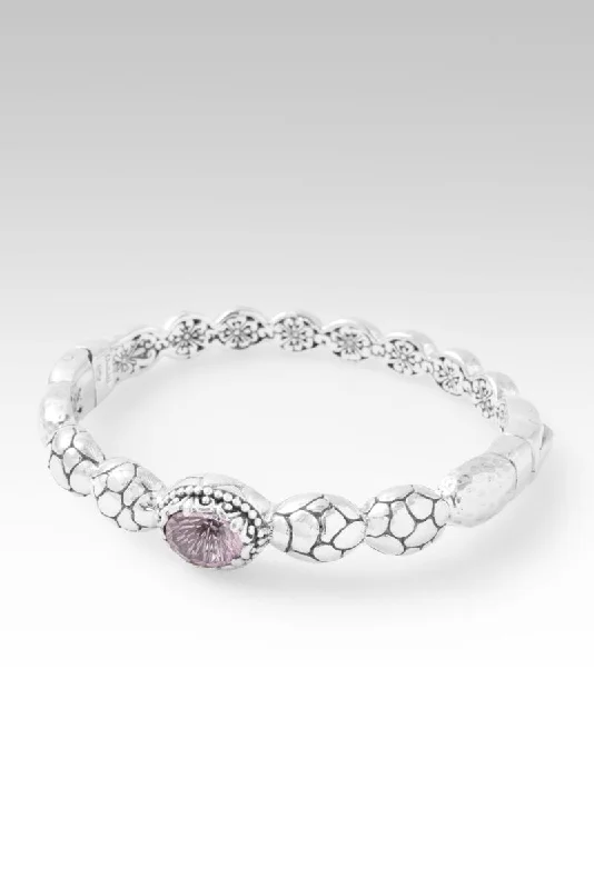 Bracelets with etched floral bands for detail -Keep Dreaming Bangle™ in Pink Cashmere™ Mystic Quartz