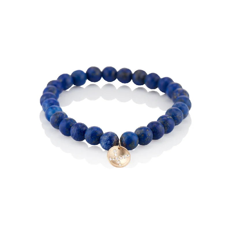 Bracelets with moonstone gems for mystic appeal -Blue Beaded X Disc Diamond Charm Bracelet