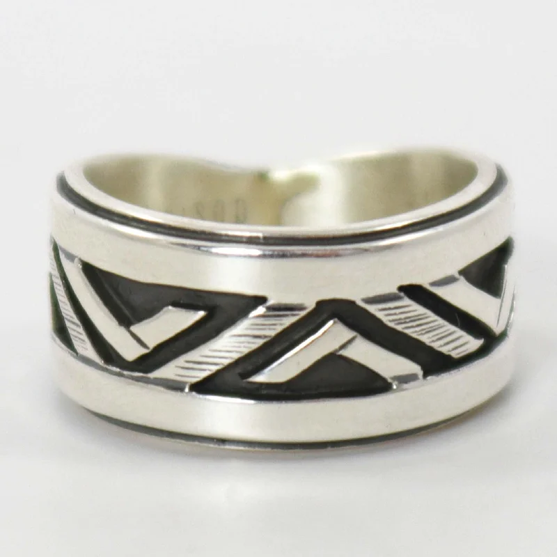 Rings with oxidized bands for vintage edge -Overlay Ring