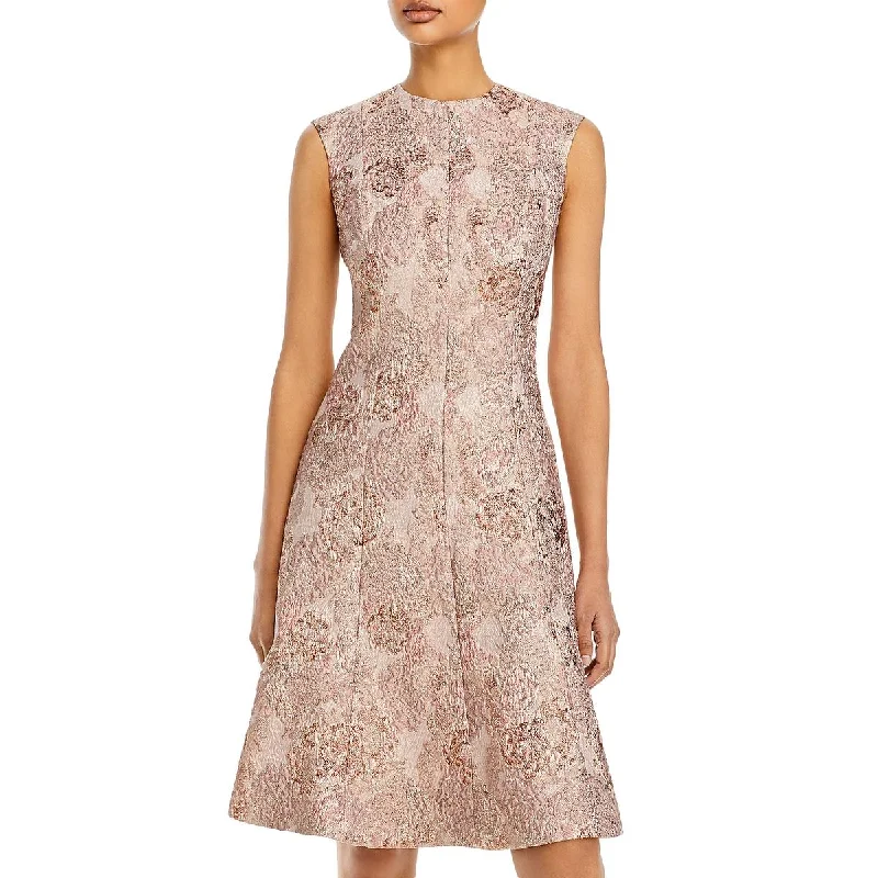 Ruffled Dresses for Girly -Rickie Freeman Teri Jon Womens Metallic Knee-Length Cocktail And Party Dress