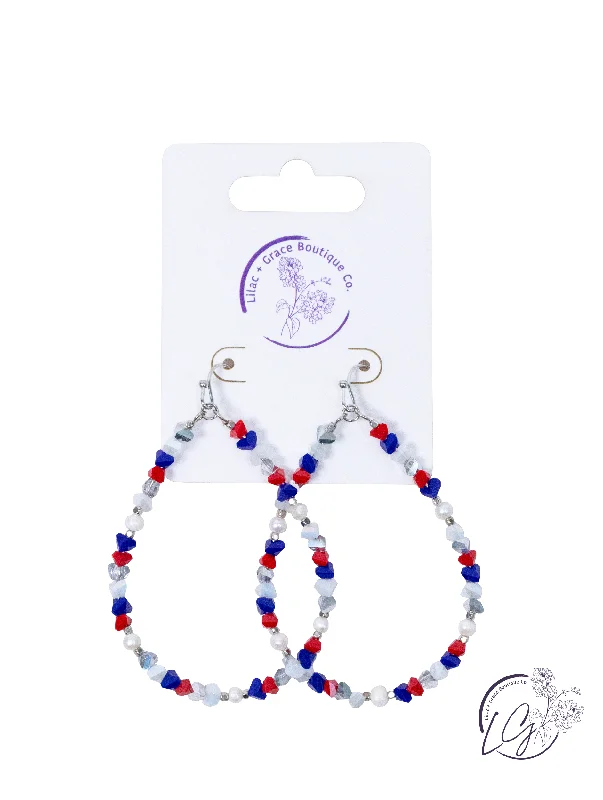 Rings with spiral designs for eye-catching twist -Patriotic Beaded Teardrop Earring