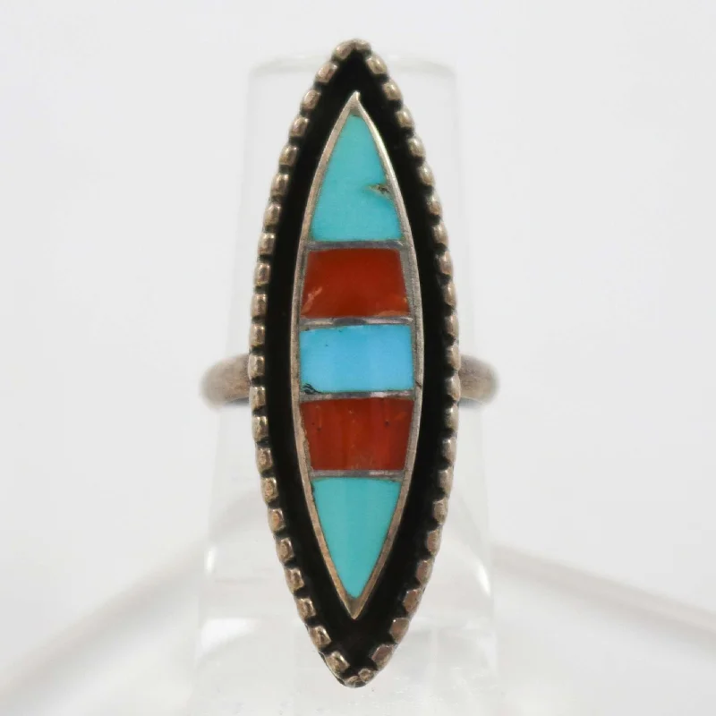 Rings with channel-set turquoise for color -1960s Inlay Ring