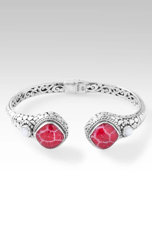 Bangles with vibrant peridot for green pop -Joyful Tip-to-Tip Bracelet™ in Red Indonesian Coral