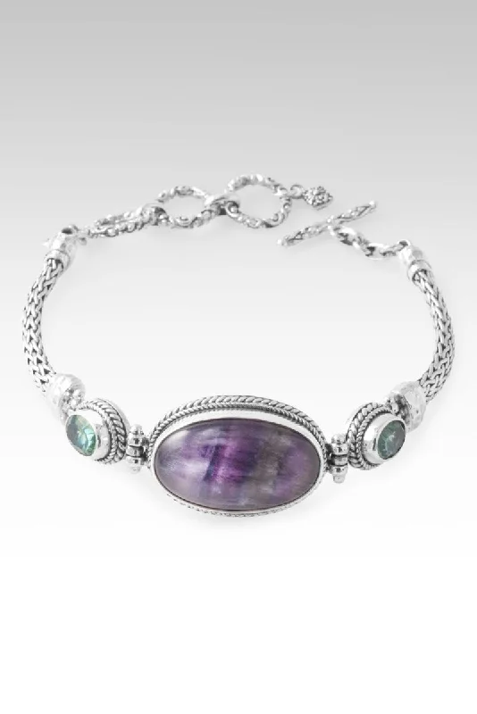 Bangles with faceted garnet for deep shine -Happy are Those Bracelet™ in Rainbow Fluorite