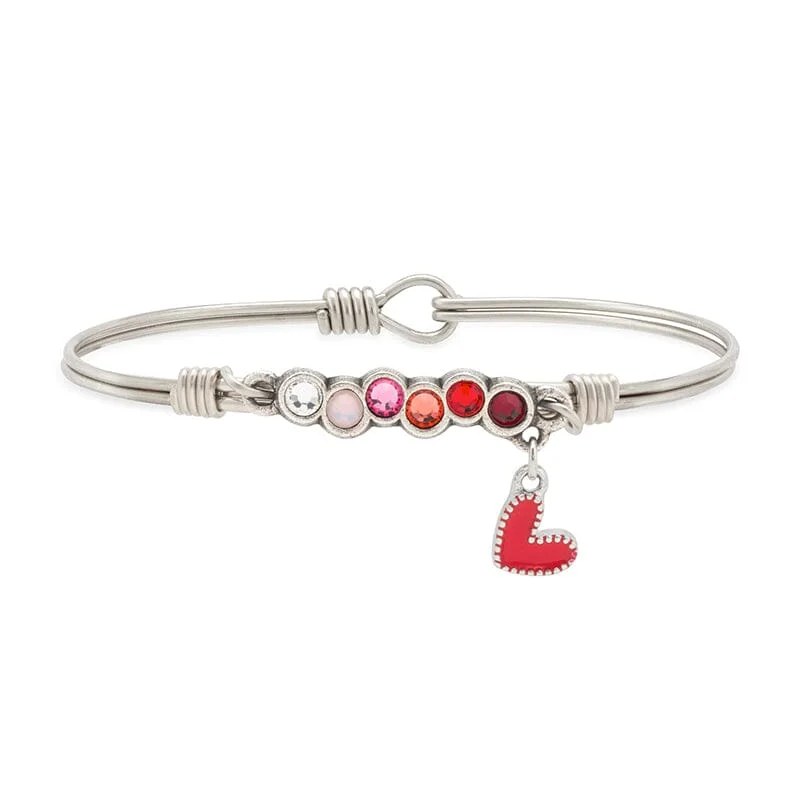 Bracelets with raw moonstone for mystic beauty -Red Heart Starlight Bangle Bracelet In Love Ombre