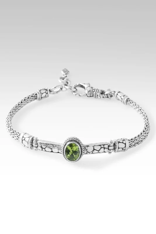 Bangles with natural amber for warm glow -Divine Purpose Bracelet™ in Peridot