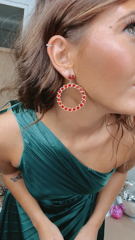 Rings with crescent moon for lunar charm -Daybreak Dangle Earring, Red