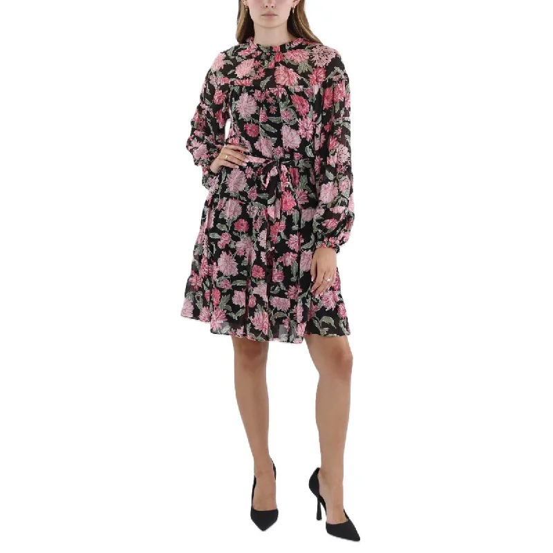 Contemporary Dresses for Fashion -Donna Morgan Womens Floral Print Ruffled Fit & Flare Dress