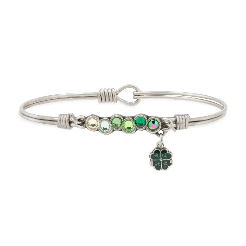 Bangles with malachite stones for green swirls -Lucky Clover Starlight Bangle Bracelet in Irish Ombre