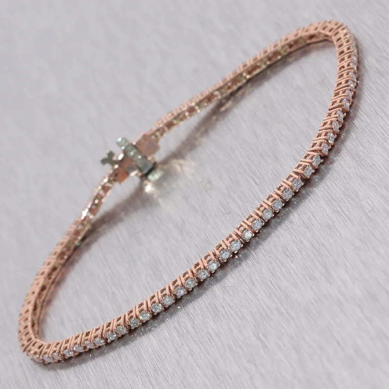 Bangles with interlocking links for uniqueness -14k Rose Gold 2.50ctw Diamond Tennis Bracelet