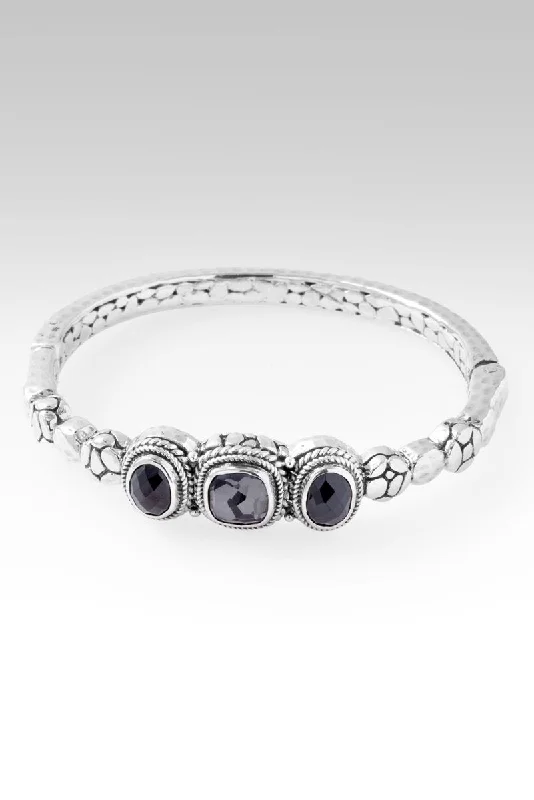 Bracelets with crescent moon for lunar appeal -Journey Within Bangle™ in Odyssey Black Knight™ Mystic Quartz