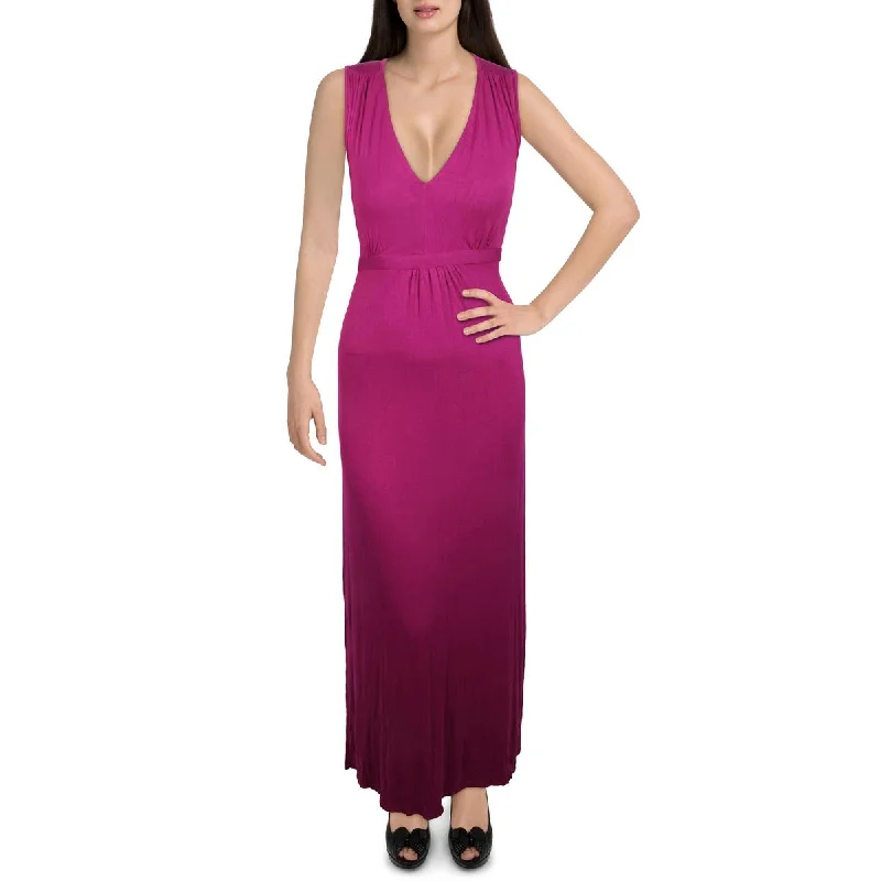 Ethnic Dresses with Tribal Design -24seven Comfort Apparel Womens Plus V-Neck Long Maxi Dress