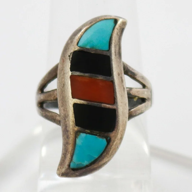 Rings with rough moonstone for natural beauty -1950s Inlay Ring