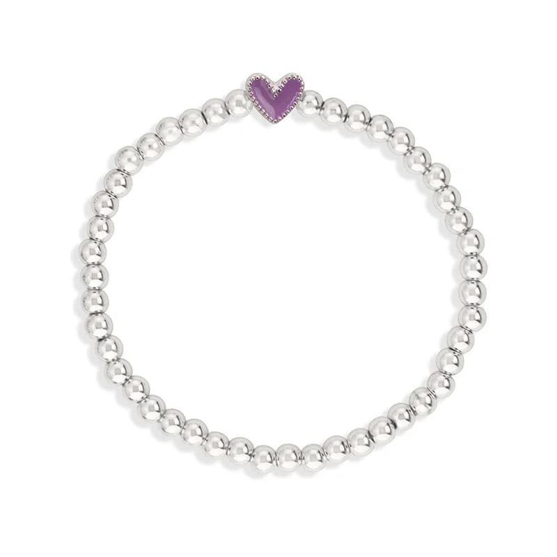 Bracelets with engraved constellations for stargazers -Heart Stretch Bracelet in Purple