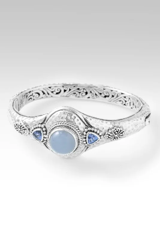 Bangles with vintage oxidized silver for charm -I Will Be With You Bangle™ in Blue Chalcedony