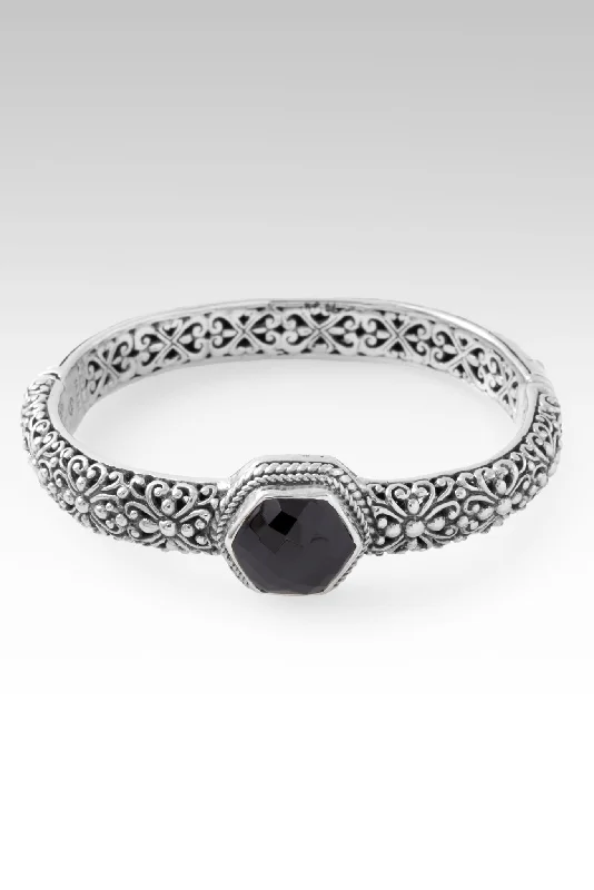 Bangles with topaz gems for icy blue -Imperfectly Perfect Bangle™ in Black Spinel