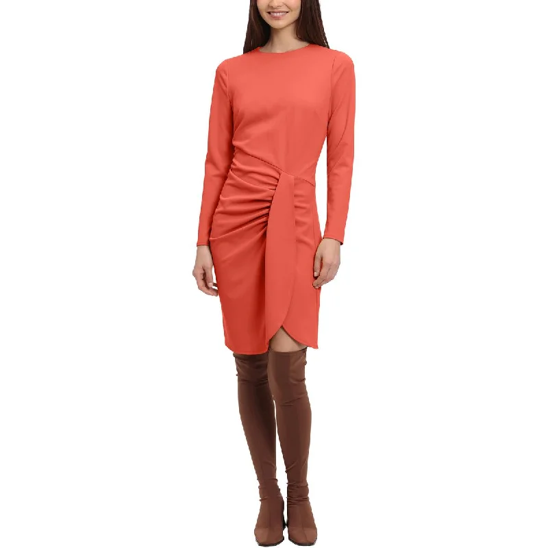 Minimalist Dresses for Simplicity -Donna Morgan Womens Crepe Faux Wrap Wear To Work Dress