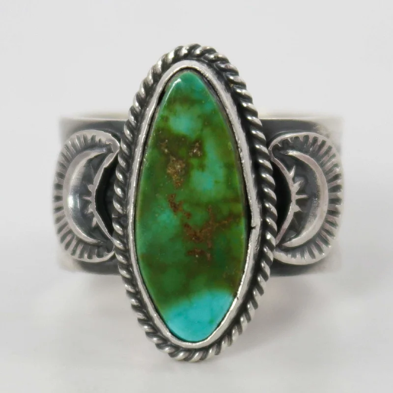 Titanium rings with rugged brushed metal look -Royston Turquoise Ring