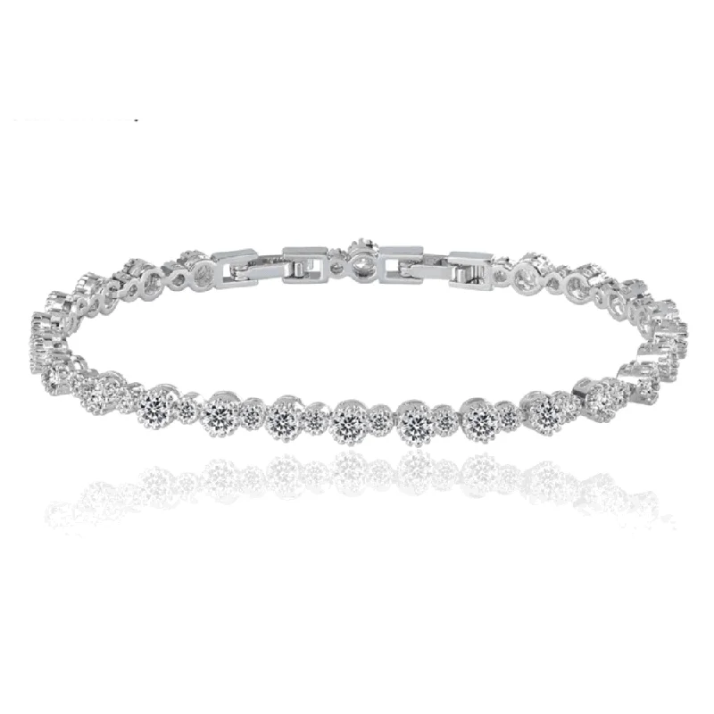 Bracelets with moonstone gems for mystic appeal -Round Cut Cubic Zirconia Tennis Bracelet with Round Cut Cubic Zirconia