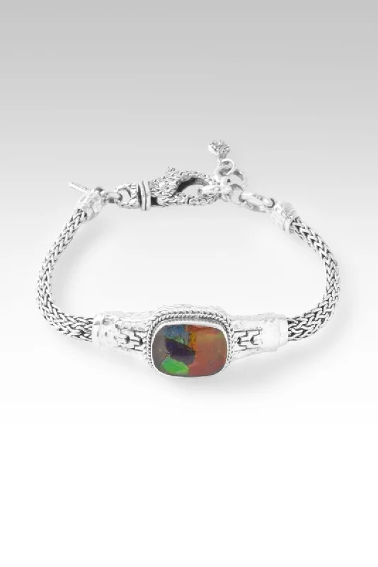 Bangles with natural amber for warm glow -Fear Not Bracelet™ in Ammolite Triplet