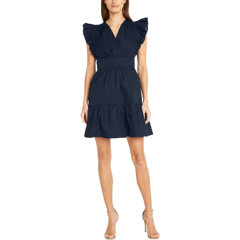 Shift Dresses for Simple Look -Donna Morgan Womens Plus Ruffled Mini Babydoll Dress