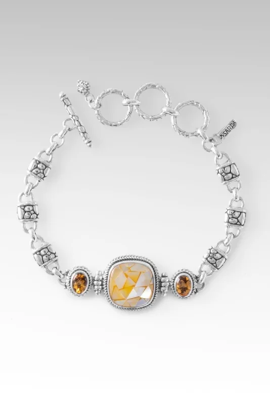 Bangles with rainbow moonstone for color play -Peaceful Heart Bracelet™ in Golden Mother of Pearl Mosaic