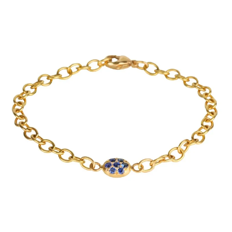 Bangles with herkimer diamonds for raw clarity -20K Gold Small Pave Blue Sapphire "Nugget" Chain Bracelet